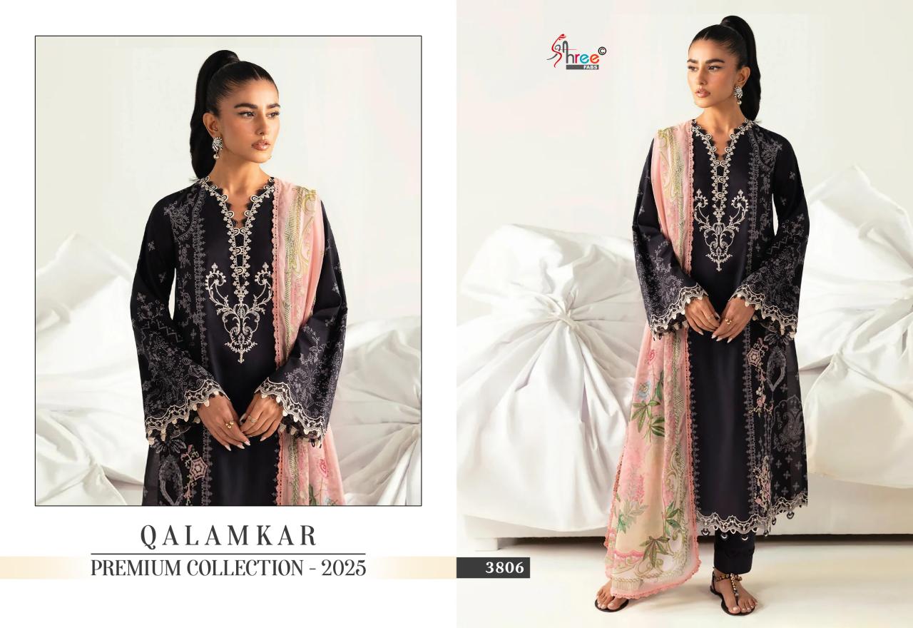 Shree Fabs Qalamkar Premiun Collection 2025 catalog Chiffon Dupatta wholesale pakistani suits online