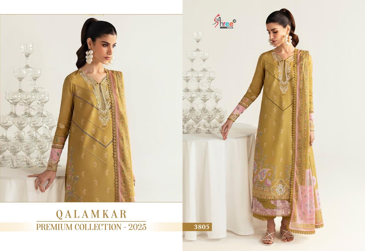 Shree Fabs Qalamkar Premiun Collection 2025 catalog Chiffon Dupatta wholesale pakistani suits online