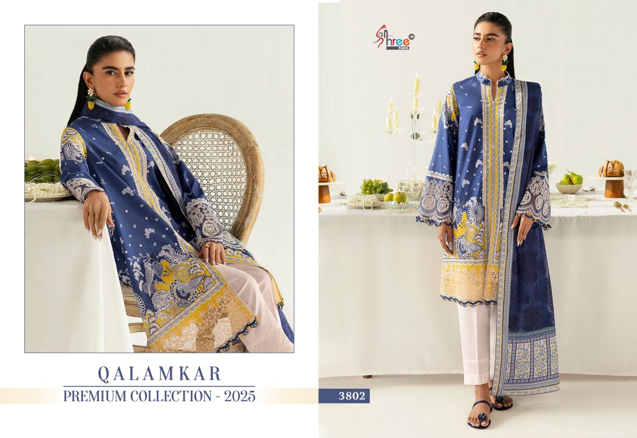 Shree Fabs Qalamkar Premiun Collection 2025 catalog Cotton Dupatta beautiful pakistani suits