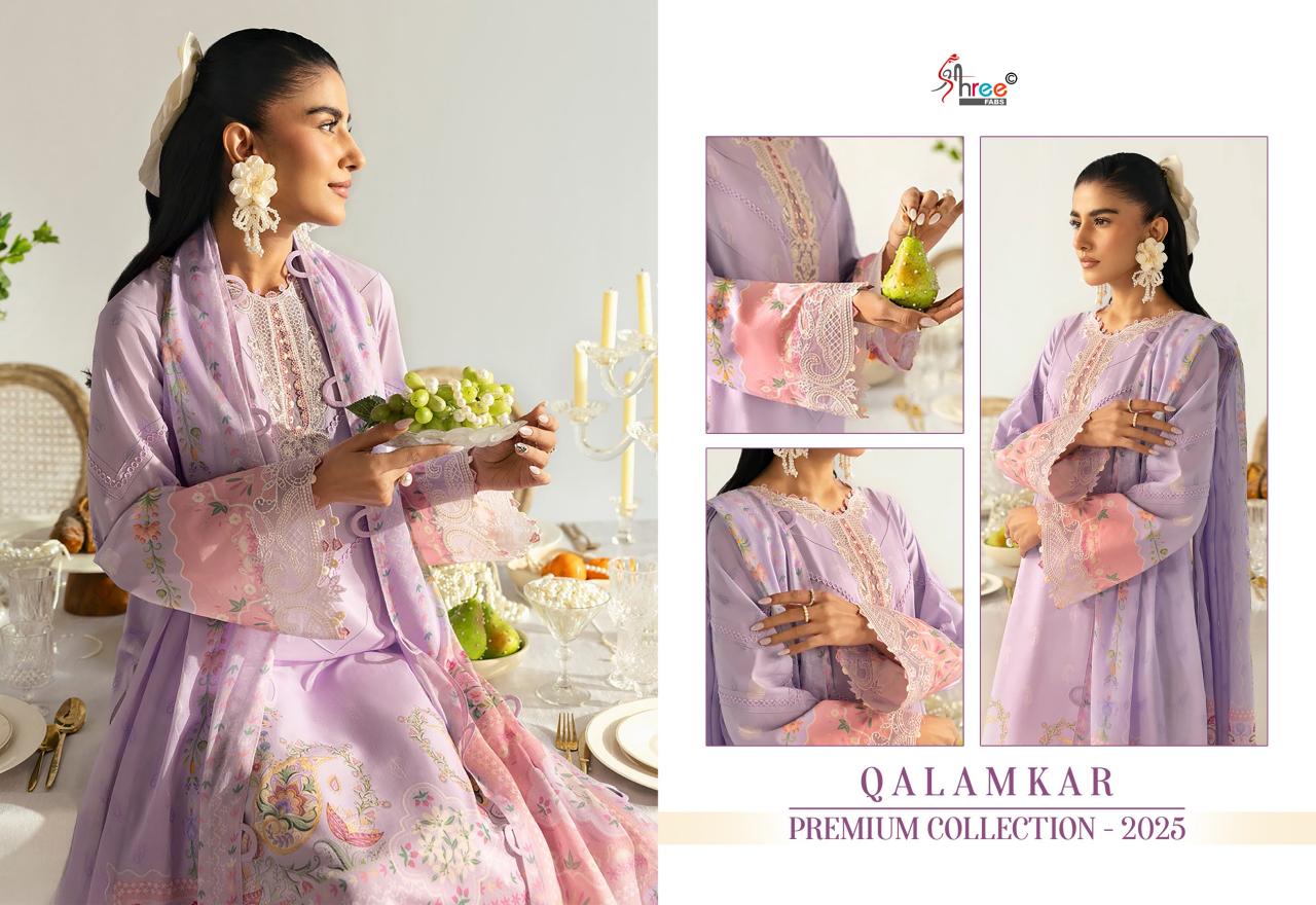 Shree Fabs Qalamkar Premiun Collection 2025 catalog Cotton Dupatta beautiful pakistani suits