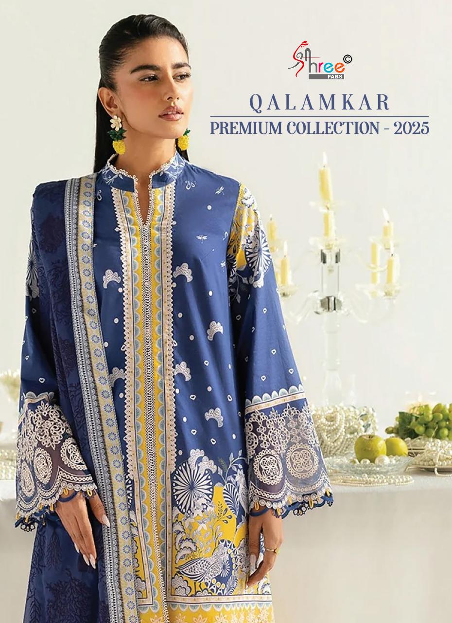 Shree Fabs Qalamkar Premiun Collection 2025 catalog Cotton Dupatta beautiful pakistani suits