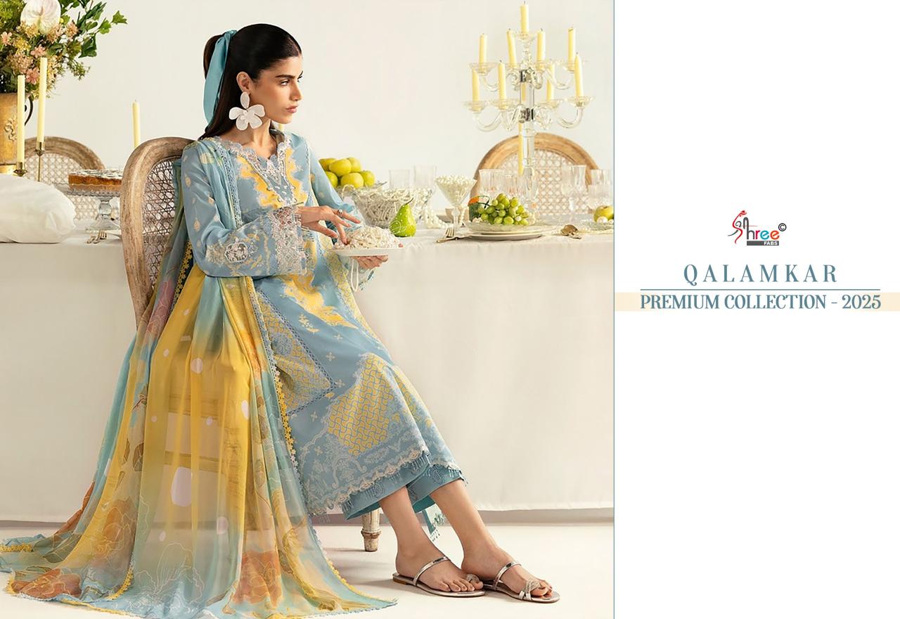 Shree Fabs Qalamkar Premiun Collection 2025 catalog Cotton Dupatta beautiful pakistani suits