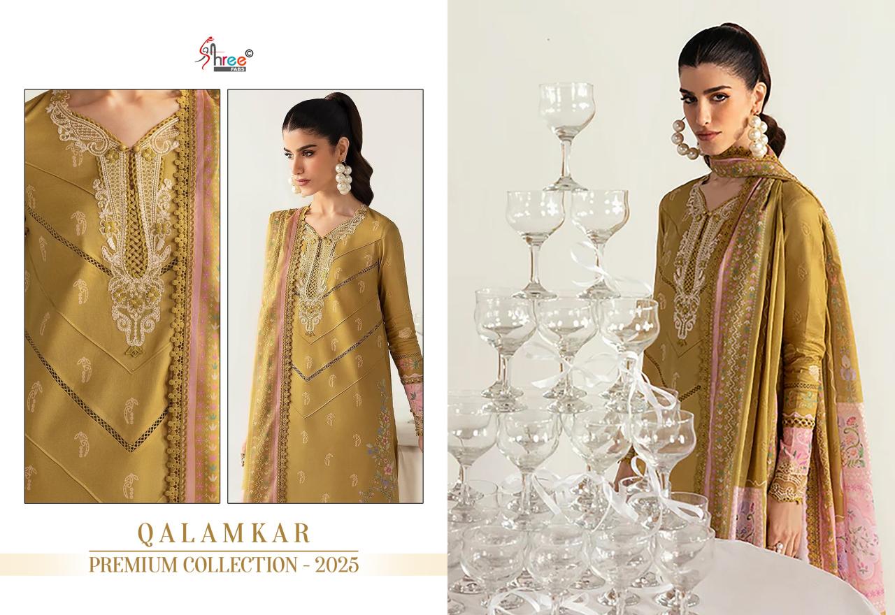 Shree Fabs Qalamkar Premiun Collection 2025 catalog Cotton Dupatta beautiful pakistani suits