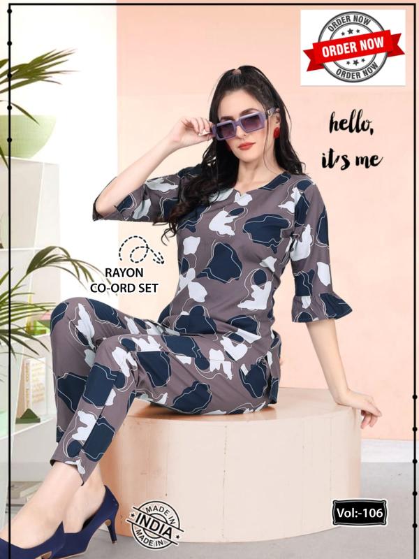 Summer Special CO ORD SET VOL.DN 106 R Catalog rayon nighty material online shopping