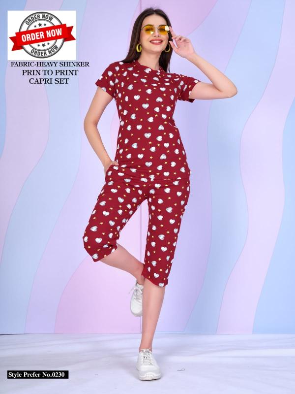 Summer Special VOL.#AT0230 catalog Print Capri Night Suit