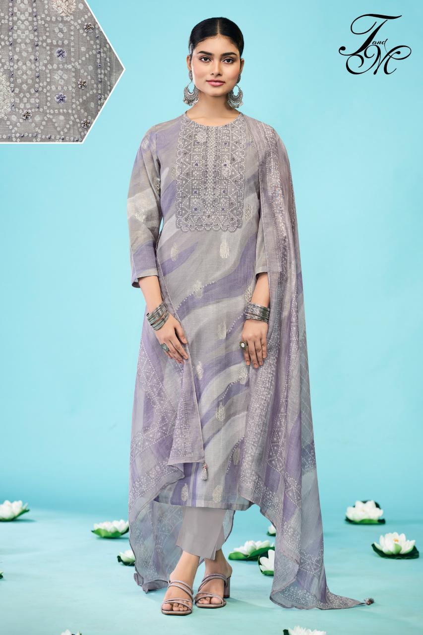 T&M Samreen catalog wholesale pure linen salwar kameez 