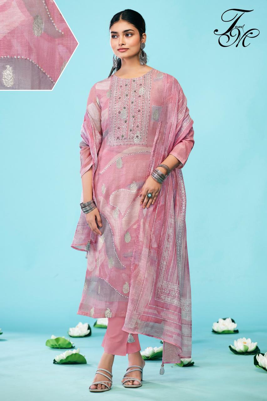 T&M Samreen catalog wholesale pure linen salwar kameez 