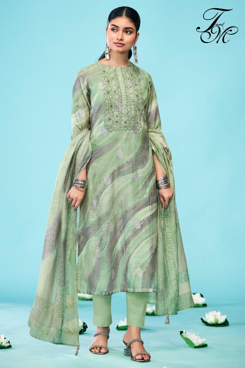T&M Samreen catalog wholesale pure linen salwar kameez 
