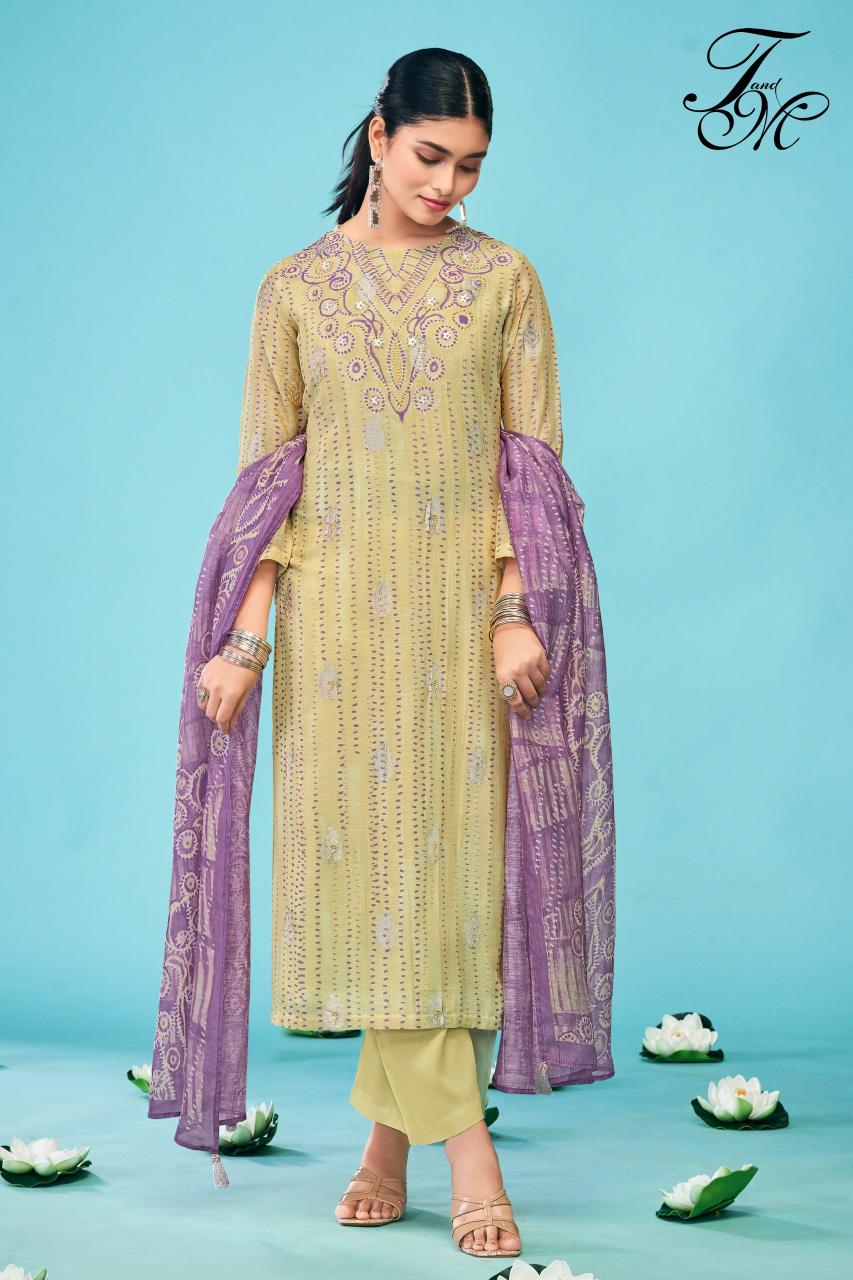 T&M Samreen catalog wholesale pure linen salwar kameez 
