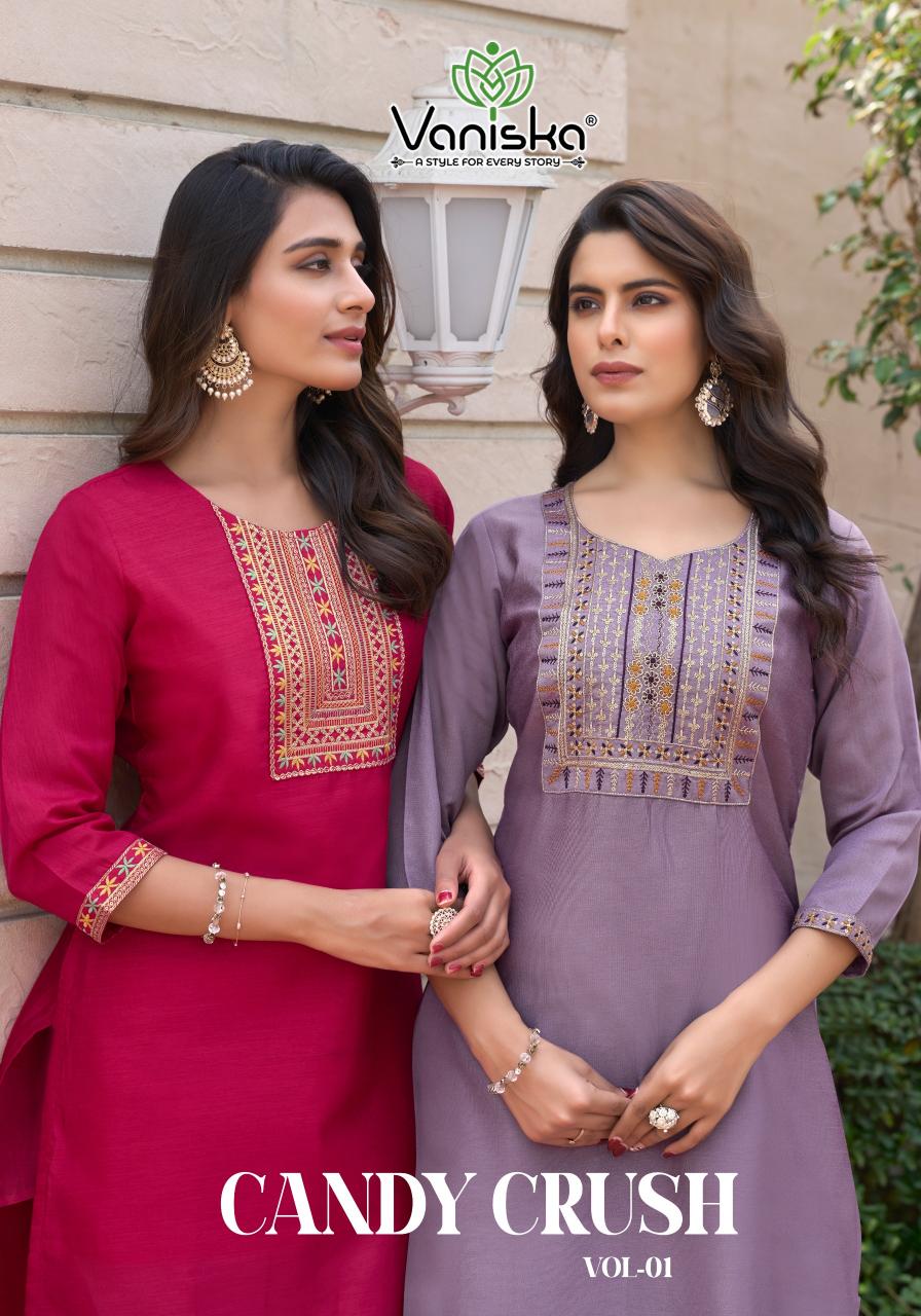 Vaniska Candy Crush Vol 1 Catalog Vichitra shimmer kurti online india