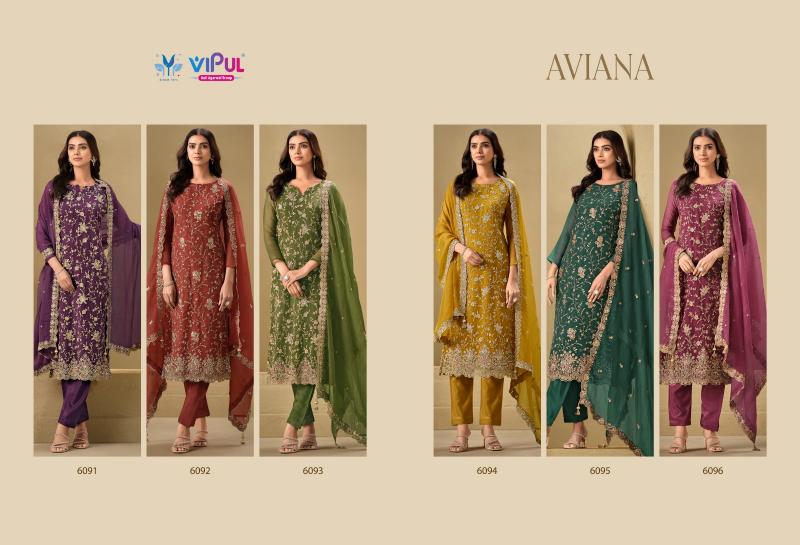 Vipul Aviana 6091 to 6096 catalog wholesale salwar suit market in delhi