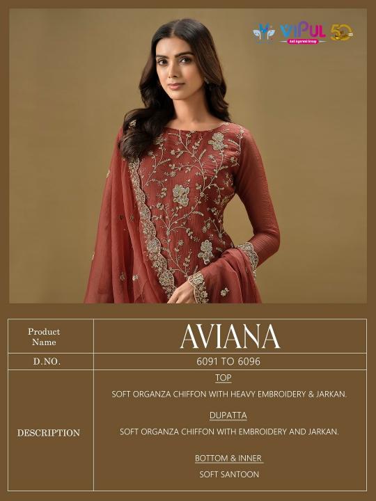 Vipul Aviana 6091 to 6096 catalog wholesale salwar suit market in delhi