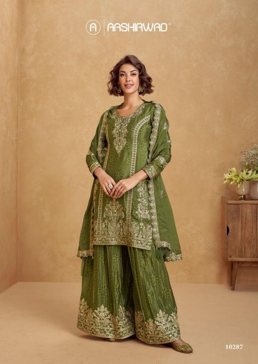Aashirwad Tanvi Catalog Chinon Silk Salwar Kameez