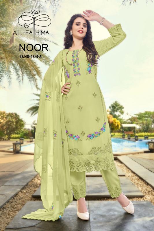 Al Fathima Noor 103 Catalog pakistani semi stitched suits online shopping