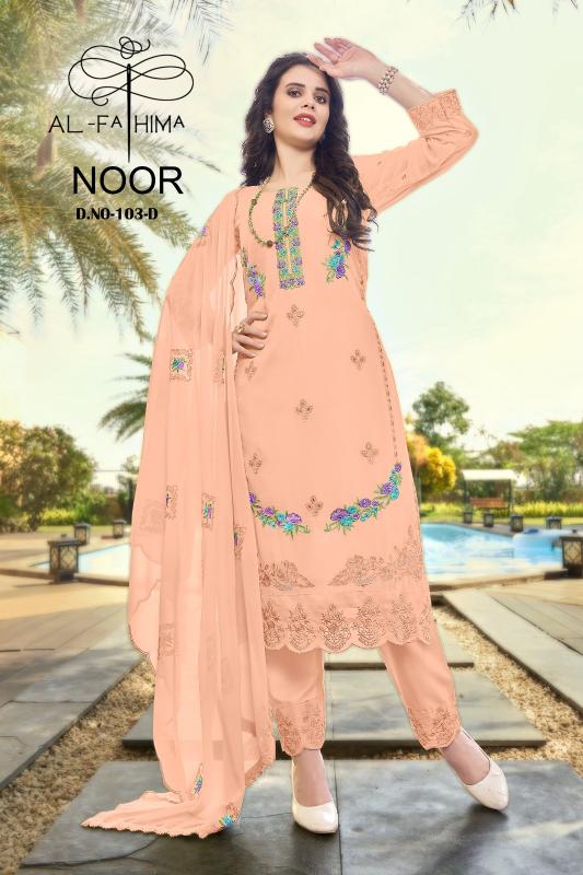 Al Fathima Noor 103 Catalog pakistani semi stitched suits online shopping