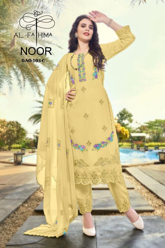Al Fathima Noor 103 Catalog pakistani semi stitched suits online shopping
