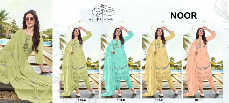 Al Fathima Noor 103 Catalog pakistani semi stitched suits online shopping
