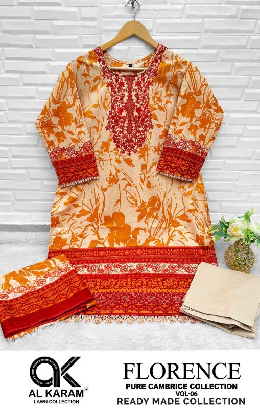 Alkaram Florence Vol-6 – Pakistani Karachi Kurti Pant With Dupatta - Wholesale Catalog