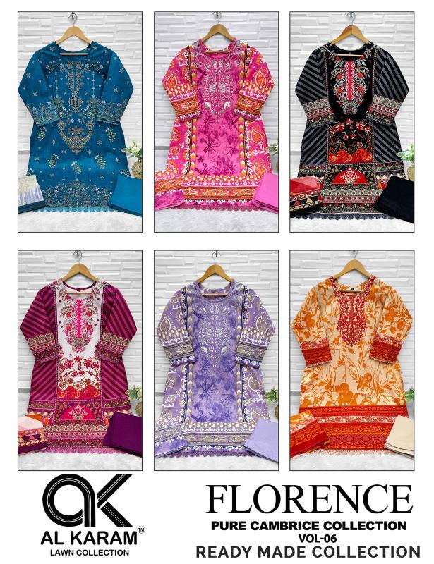 Alkaram Florence Vol-6 – Pakistani Karachi Kurti Pant With Dupatta - Wholesale Catalog