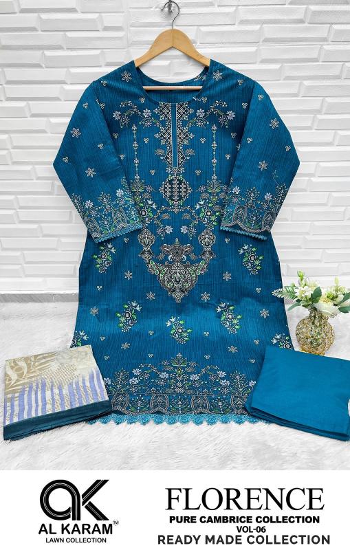 Alkaram Florence Vol-6 – Pakistani Karachi Kurti Pant With Dupatta - Wholesale Catalog