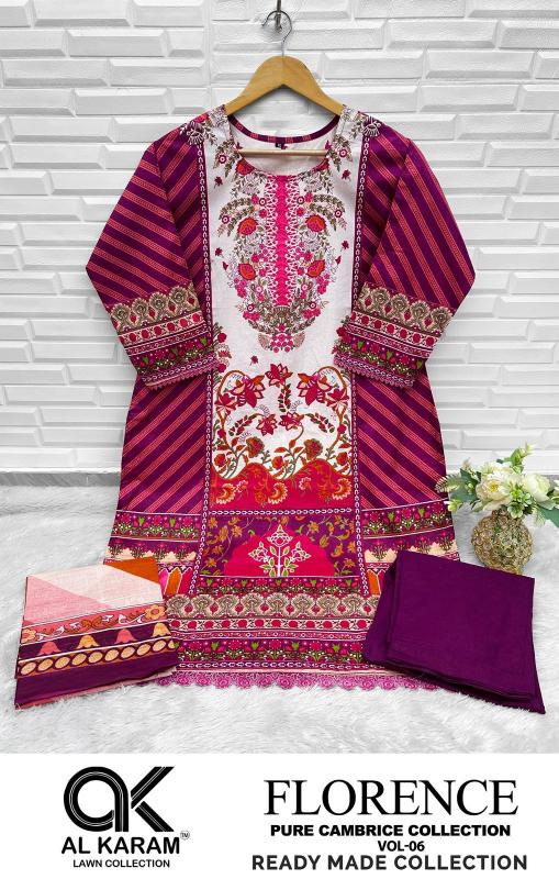 Alkaram Florence Vol-6 – Pakistani Karachi Kurti Pant With Dupatta - Wholesale Catalog