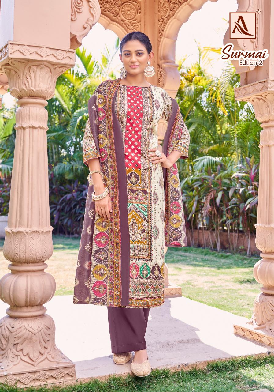 Alok Surmai Vol 2 catalog designer material for dresses surat