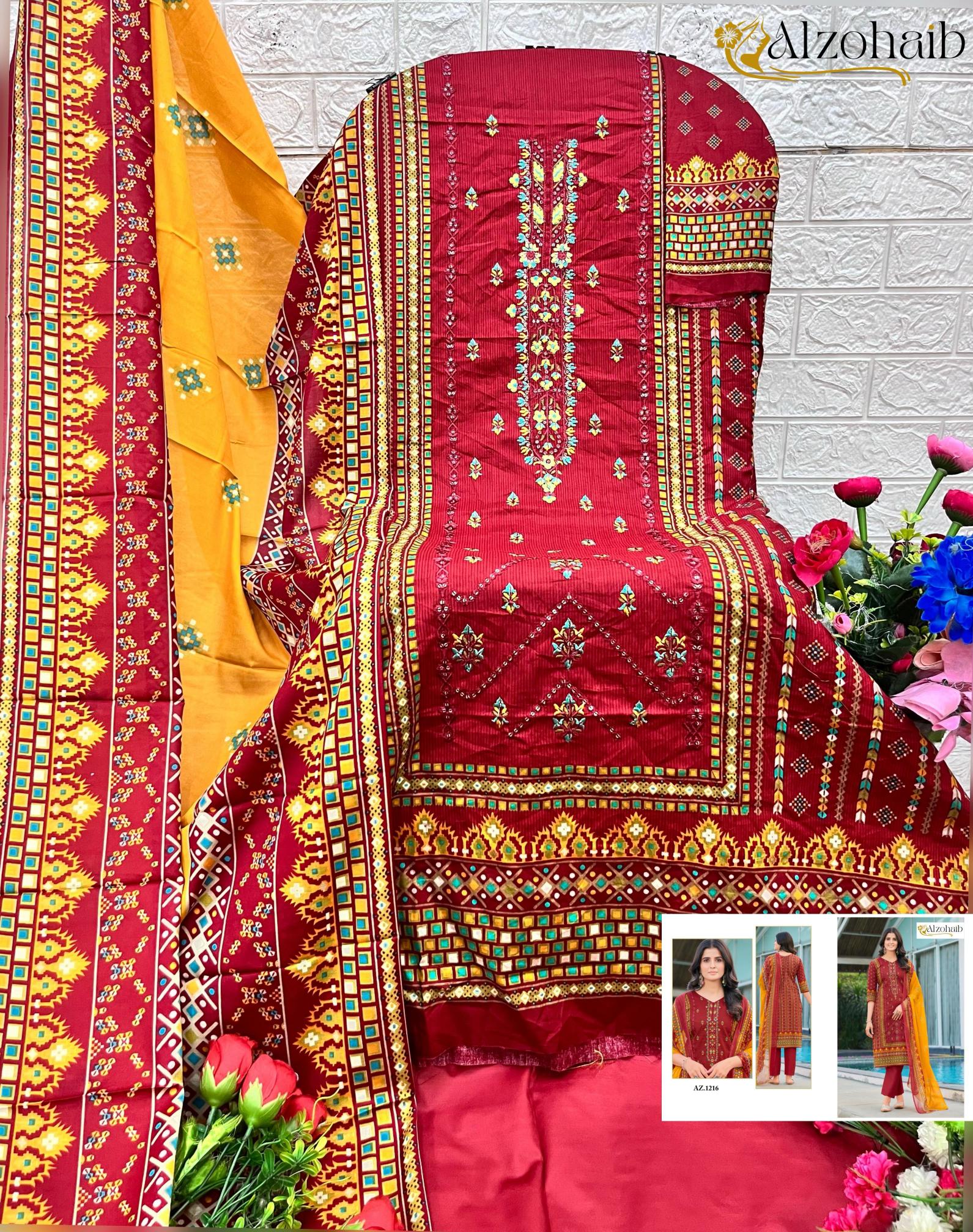 Alzohaib Az 1216 TO 1219 Catalog Chiffon Duppatta pakistani suits in dubai