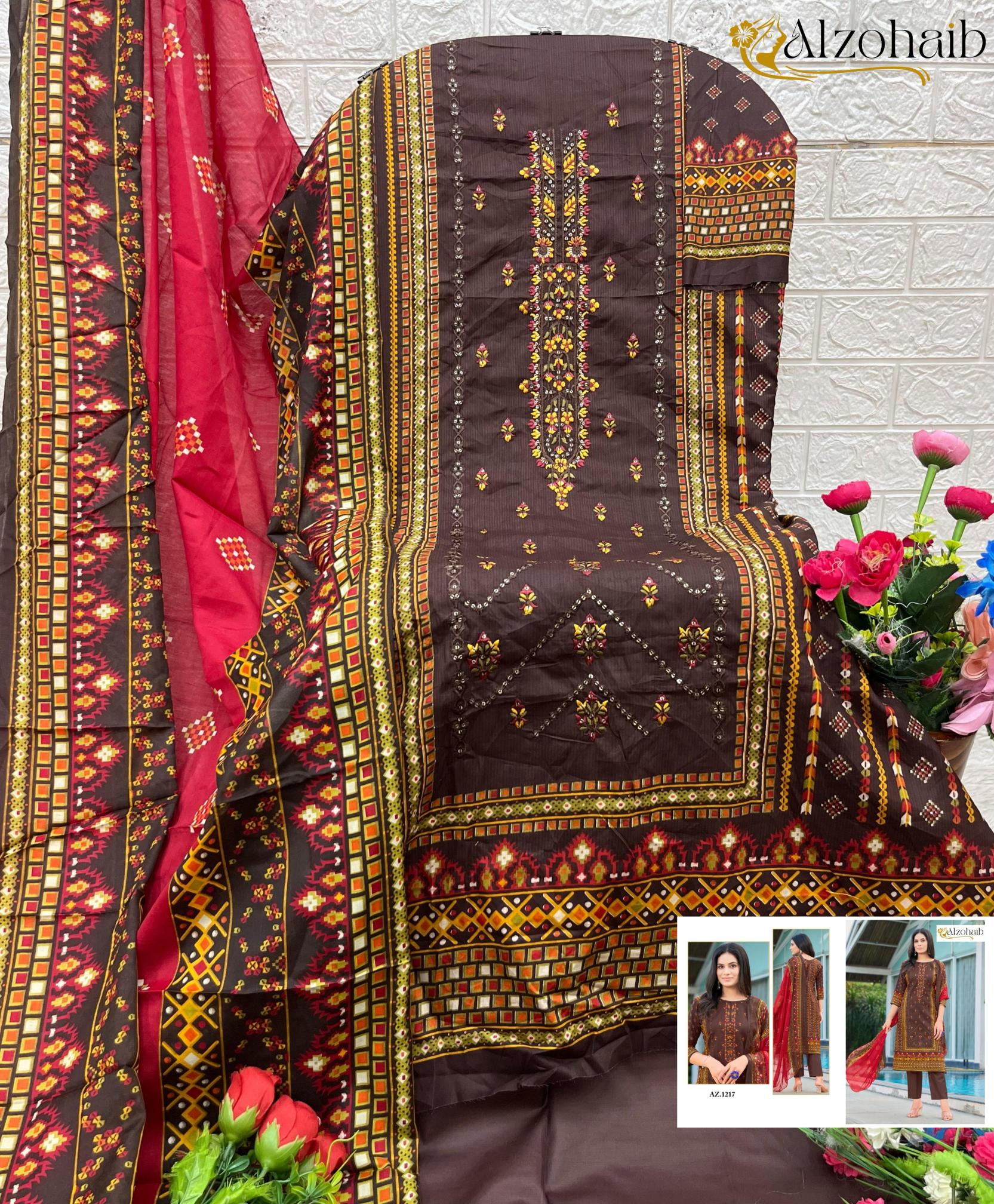 Alzohaib Az 1216 TO 1219 Catalog Chiffon Duppatta pakistani suits in dubai