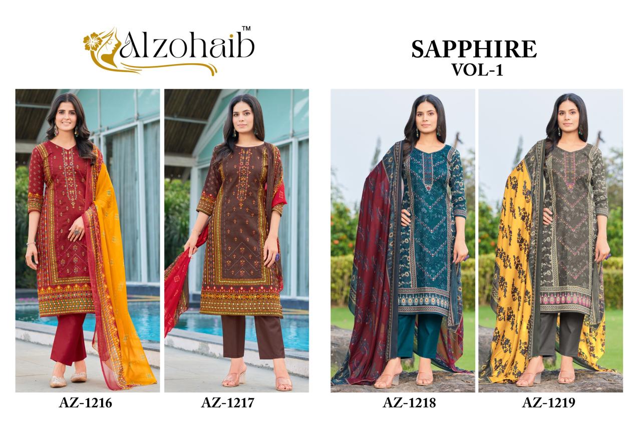 Alzohaib Az 1216 TO 1219 Catalog Chiffon Duppatta pakistani suits in dubai