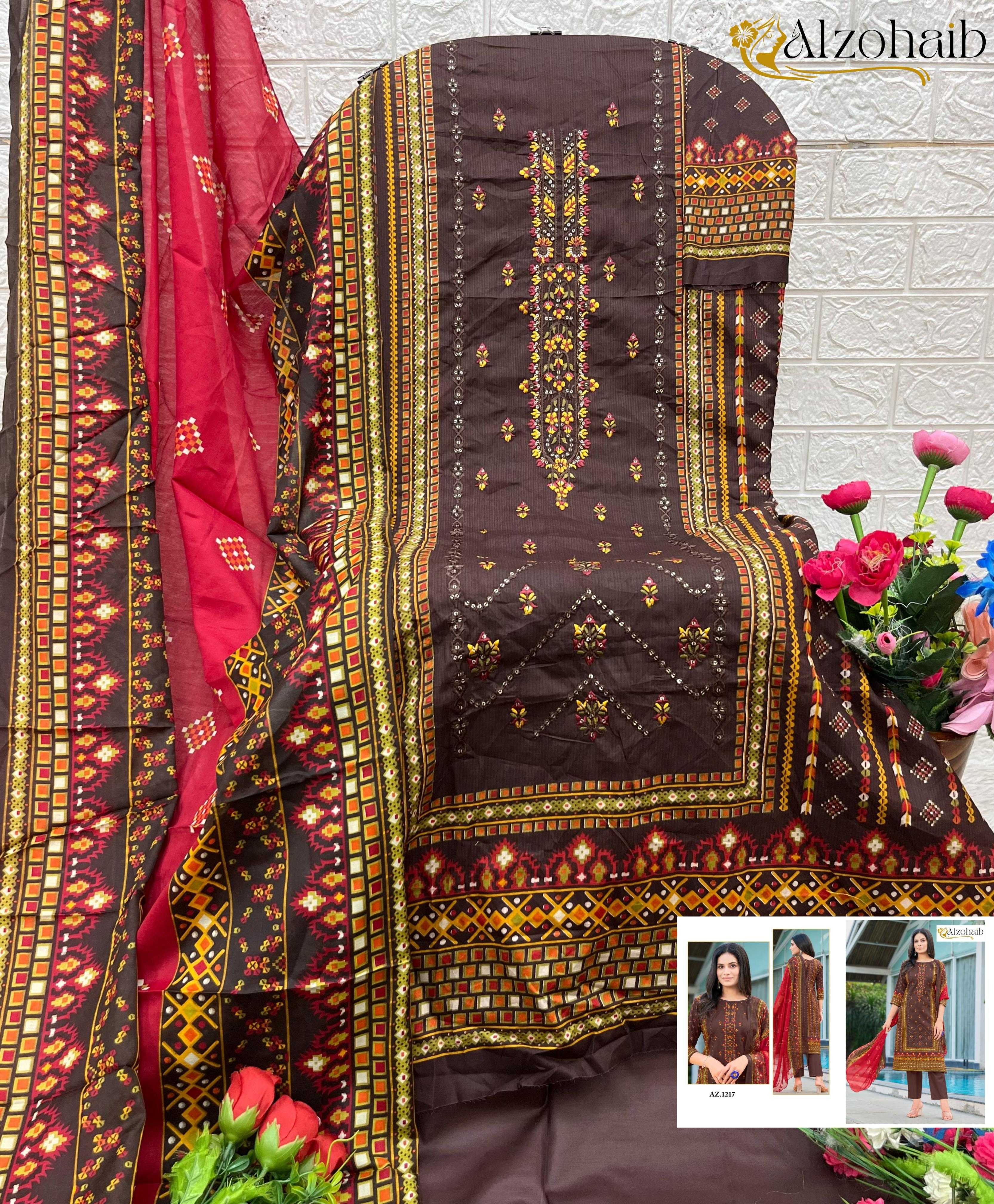 Alzohaib Az 1216 TO 1219 Catalog Cotton Duppatta buy pakistani suits in india