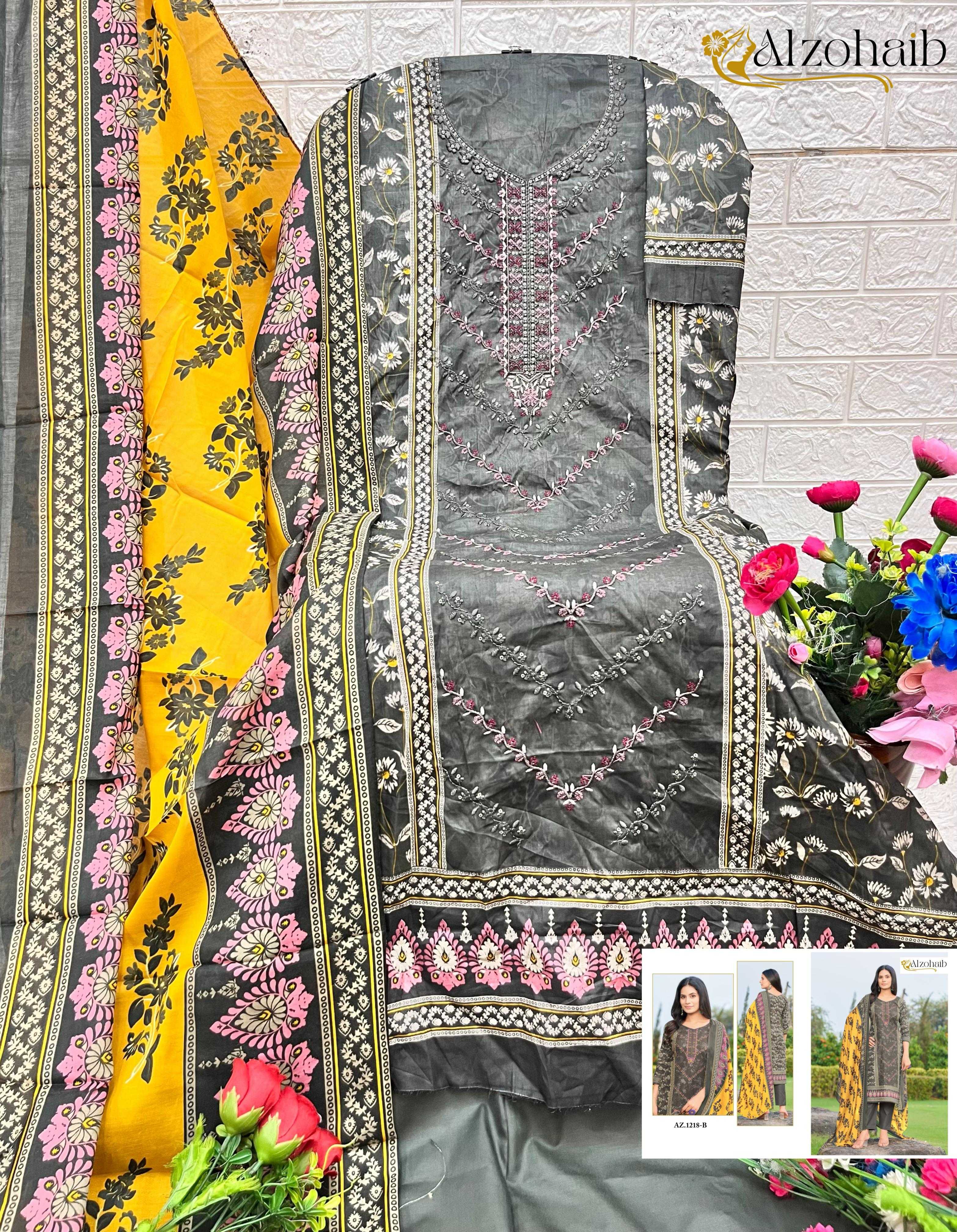 Alzohaib Az 1216 TO 1219 Catalog Cotton Duppatta buy pakistani suits in india