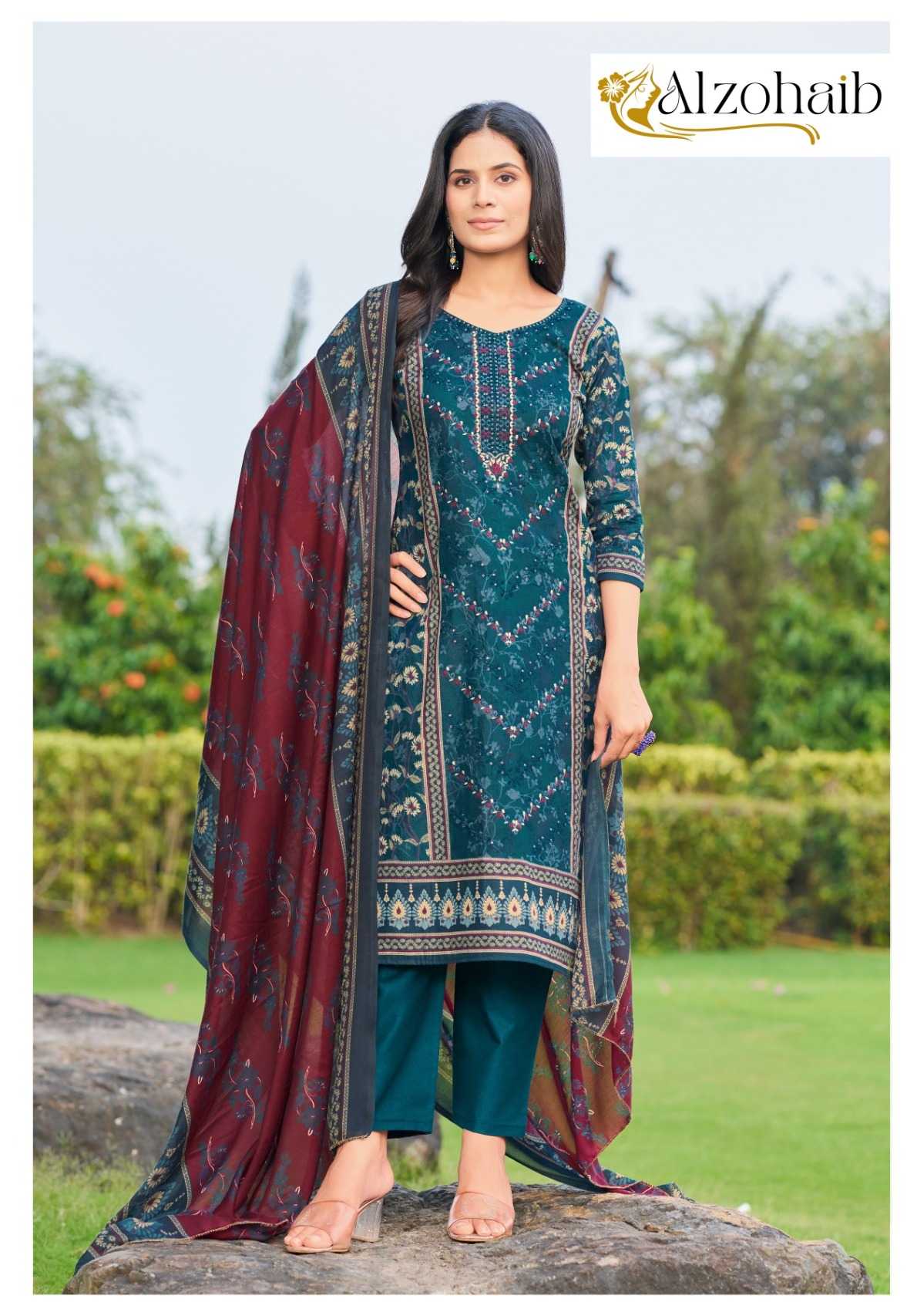 Alzohaib Az 1216 TO 1219 Catalog Cotton Duppatta buy pakistani suits in india
