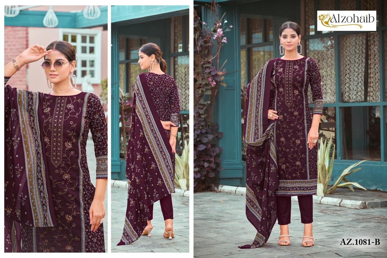 Alzohaib Sarra Vol 1 catalog Chiffon Dupatta new fashion design pakistani suits