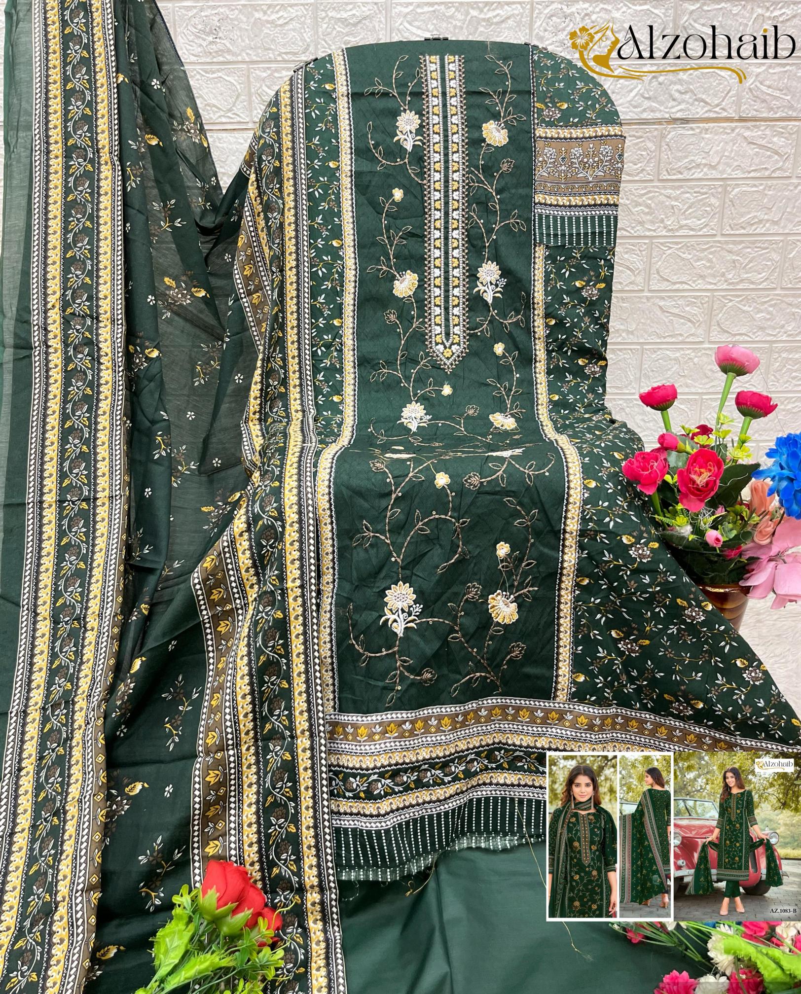 Alzohaib Sarra Vol 1 catalog Chiffon Dupatta new fashion design pakistani suits
