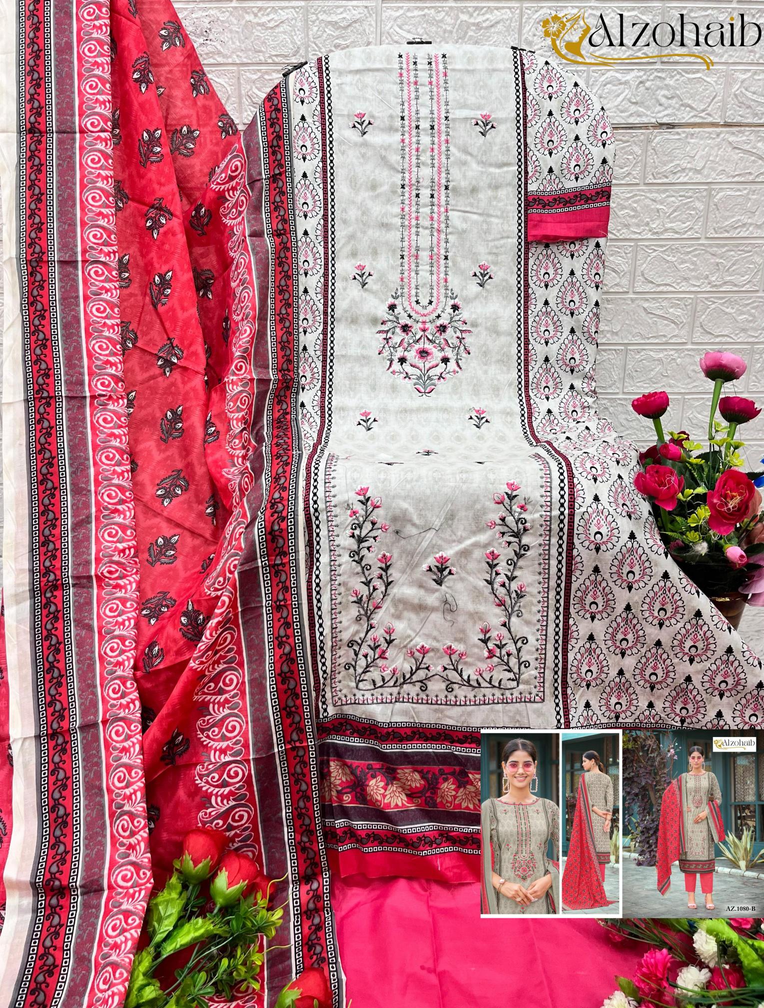 Alzohaib Sarra Vol 1 catalog Chiffon Dupatta new fashion design pakistani suits
