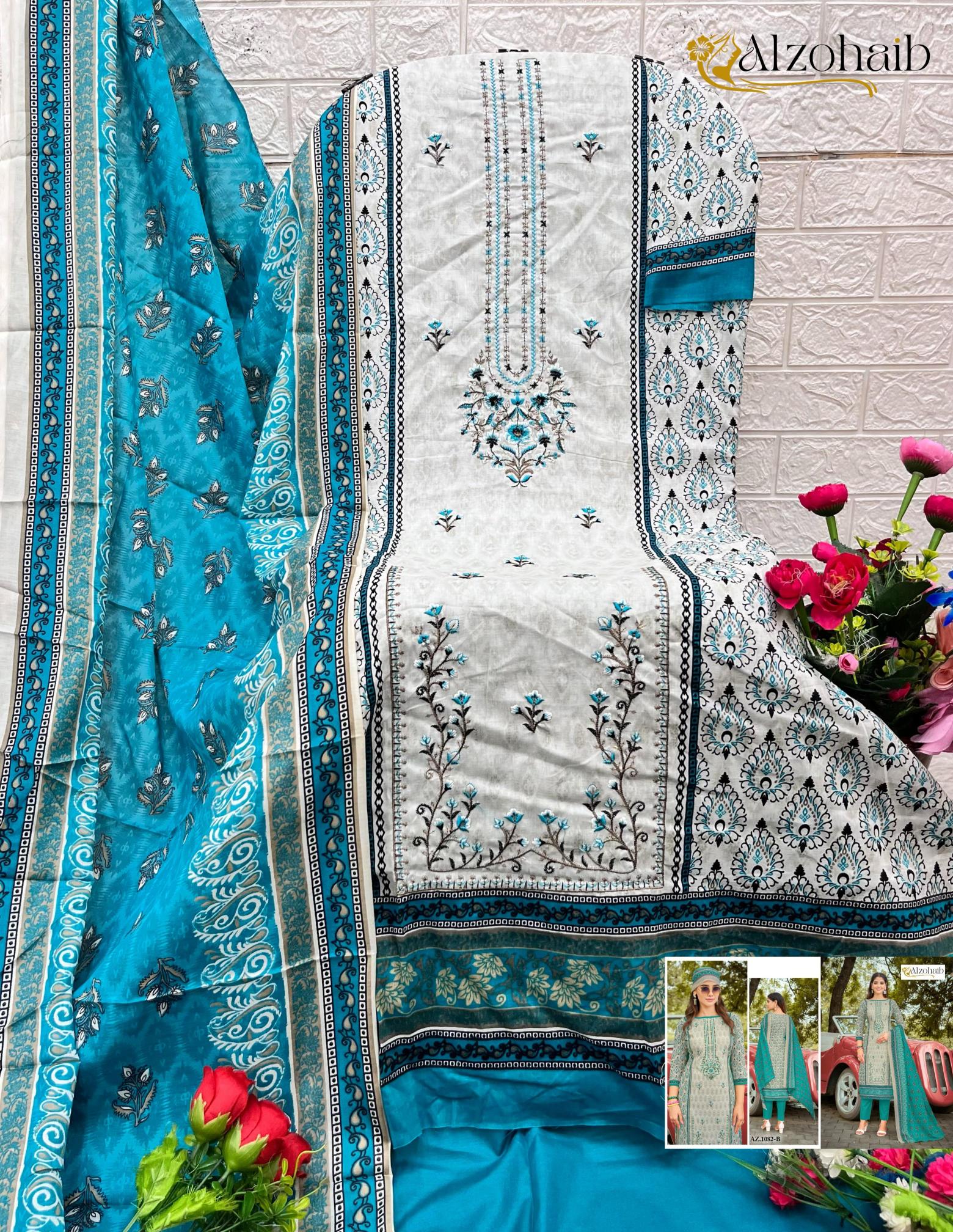 Alzohaib Sarra Vol 1 catalog Chiffon Dupatta new fashion design pakistani suits