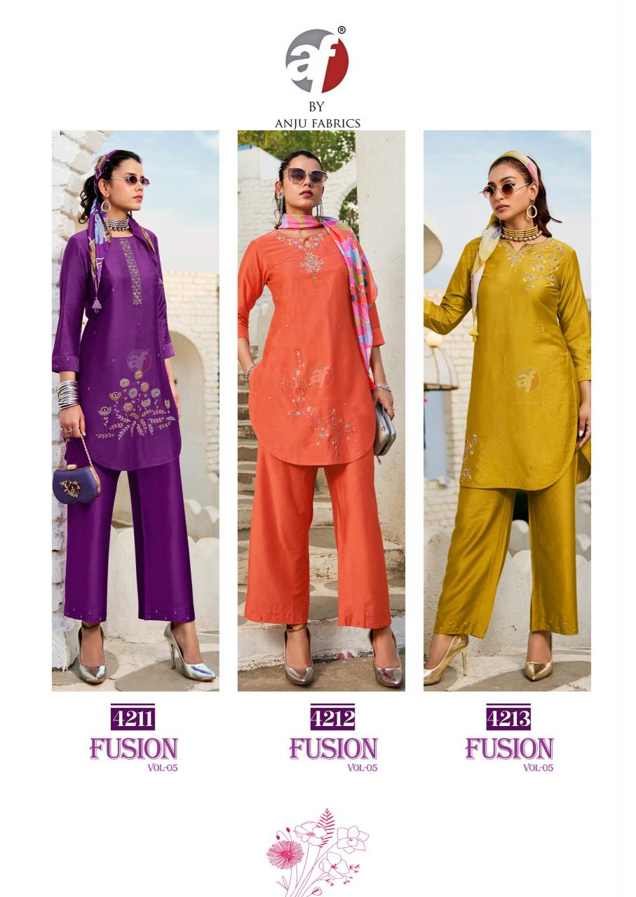 Anju Fabrics Fusion vol 5 catalog co ord wholesale