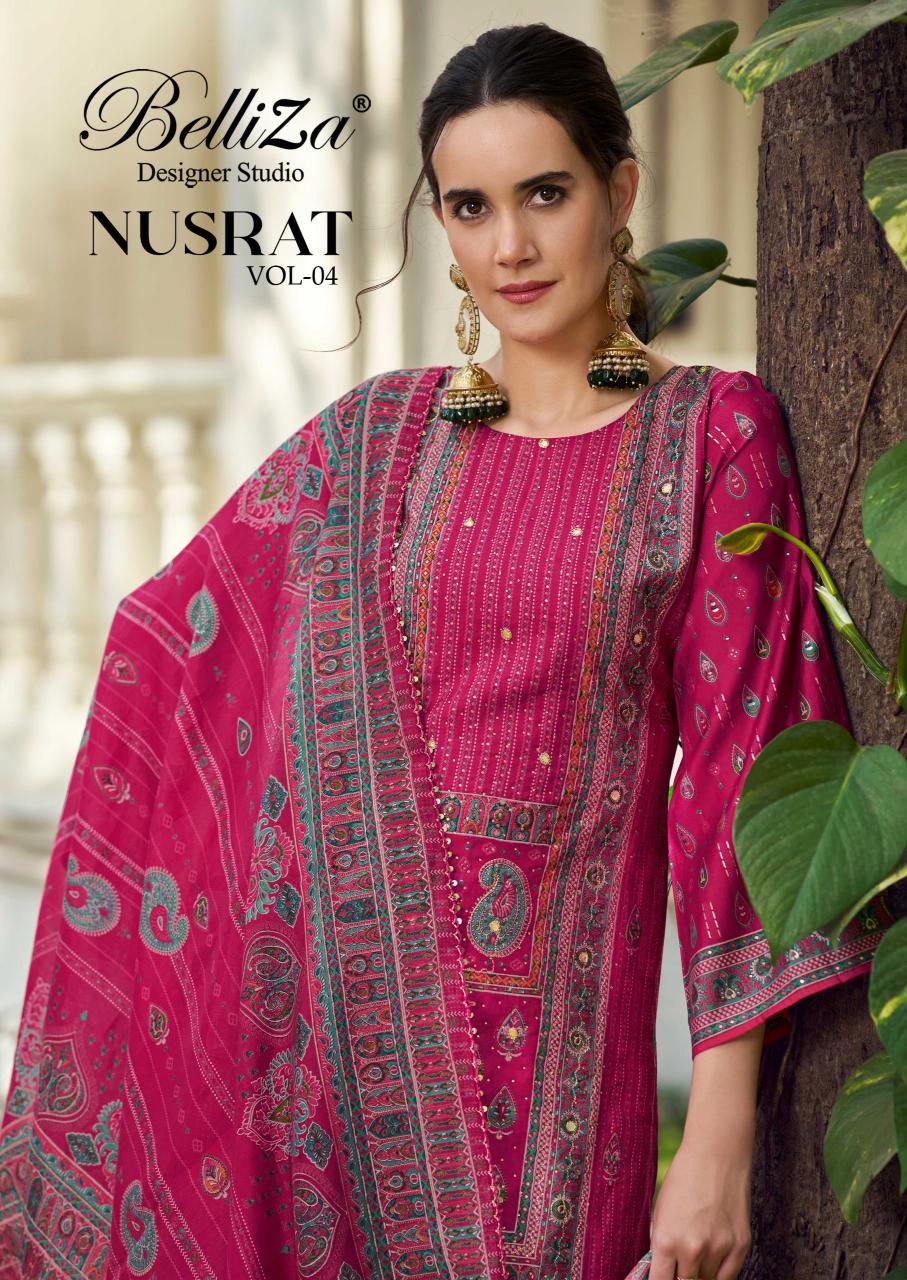 Belliza Nusrat Vol 4 catalog dress material wholesale market in hyderabad