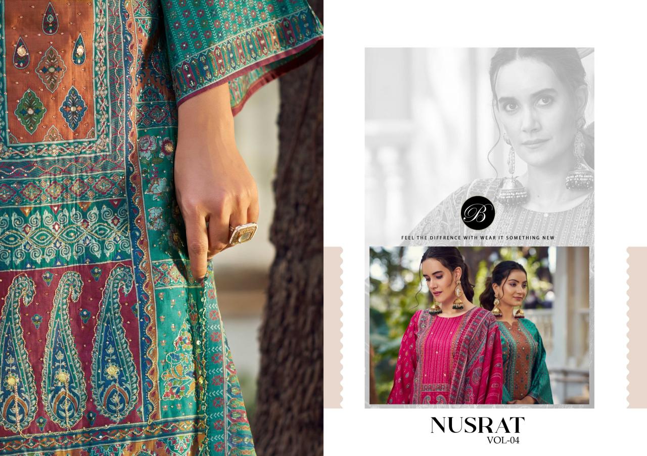 Belliza Nusrat Vol 4 catalog dress material wholesale market in hyderabad