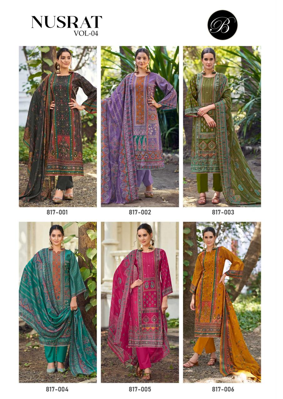 Belliza Nusrat Vol 4 catalog dress material wholesale market in hyderabad
