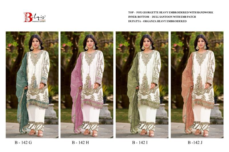 Bilqis B 142 G TO J Catalog white pakistani suit uk