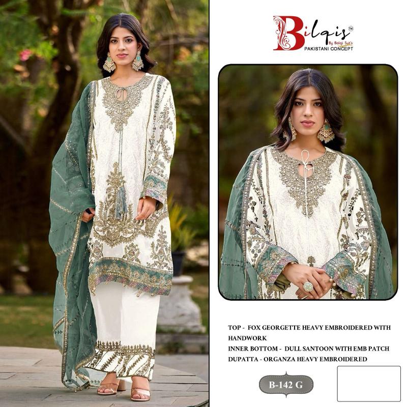 Bilqis B 142 G TO J Catalog white pakistani suit uk