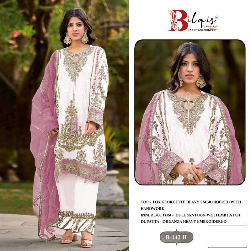 Bilqis B 142 G TO J Catalog white pakistani suit uk