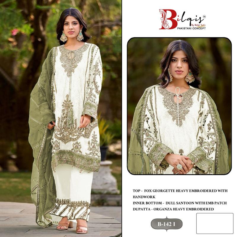 Bilqis B 142 G TO J Catalog white pakistani suit uk