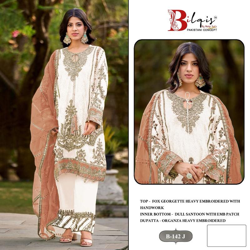 Bilqis B 142 G TO J Catalog white pakistani suit uk