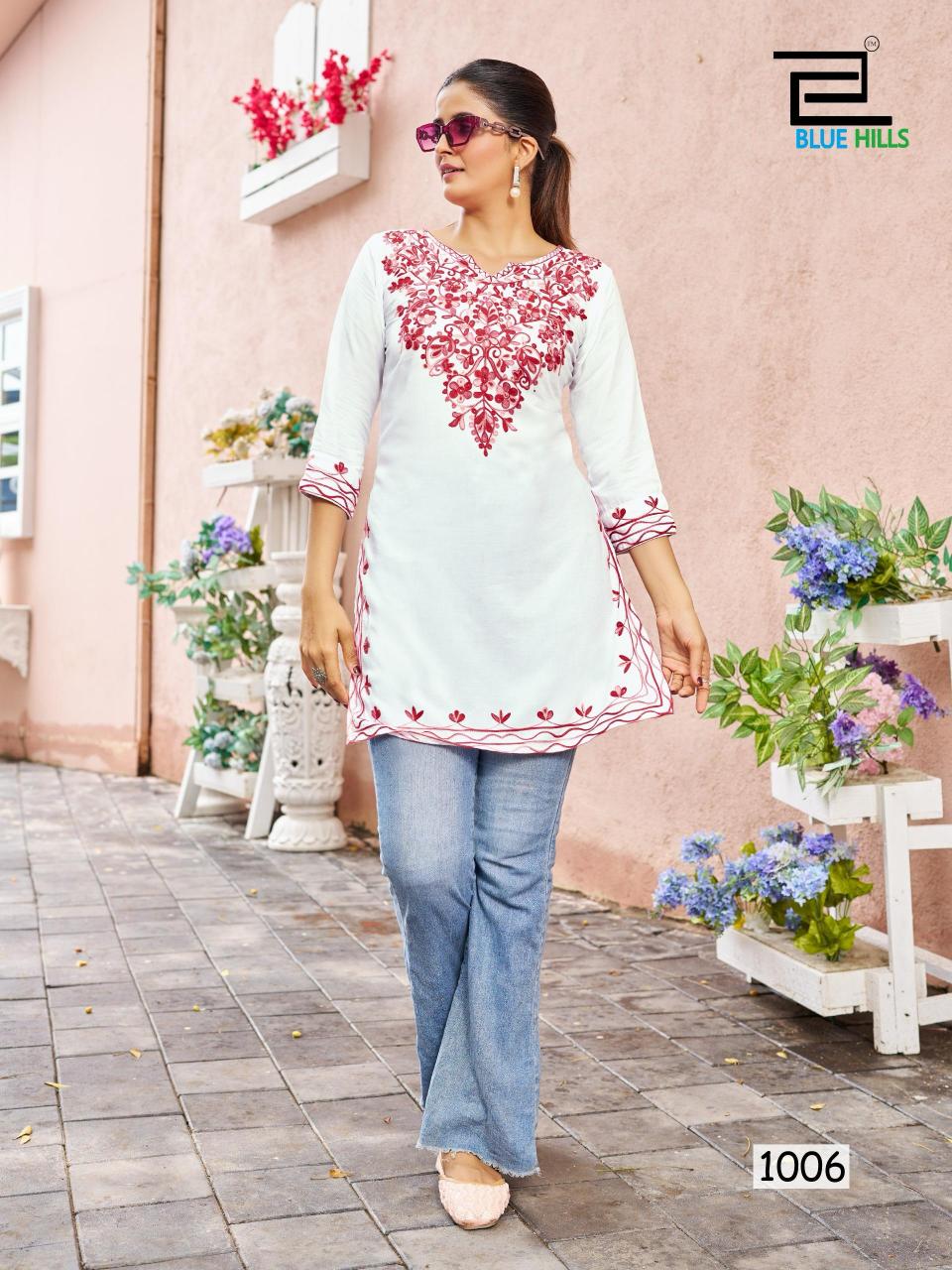 Blue Hills Gulmarg catalog white kurtis online shopping india