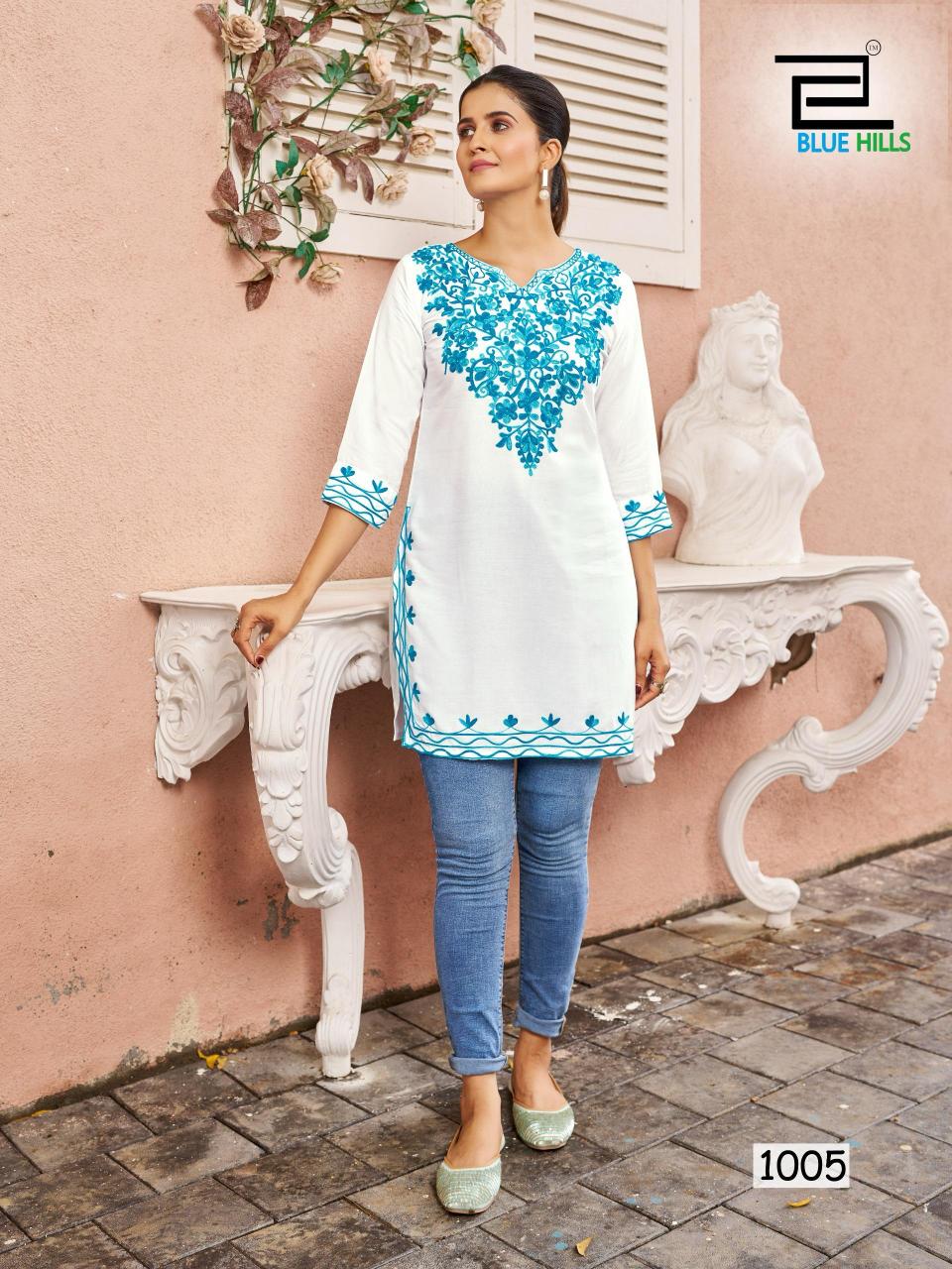 Blue Hills Gulmarg catalog white kurtis online shopping india