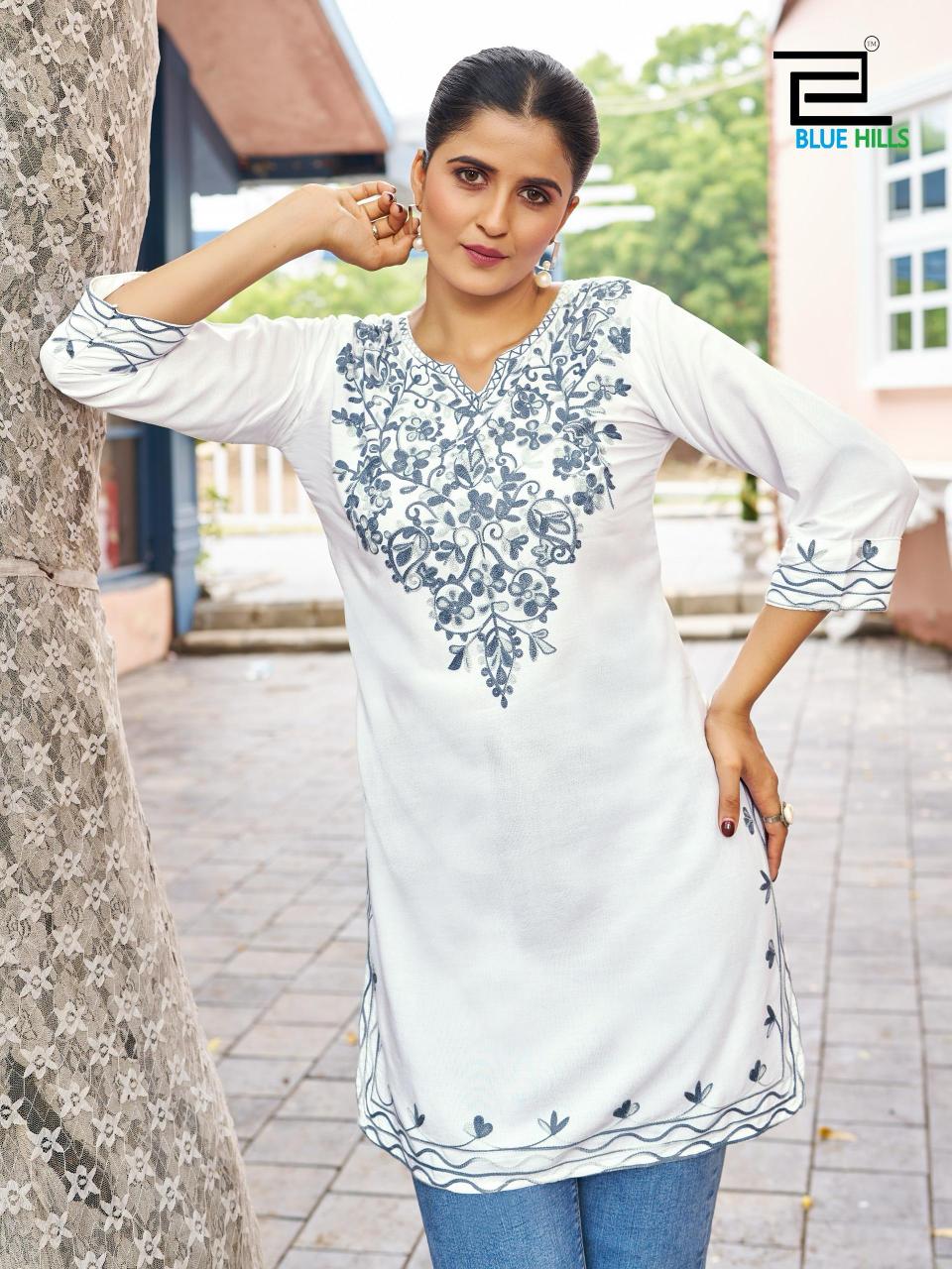 Blue Hills Gulmarg catalog white kurtis online shopping india