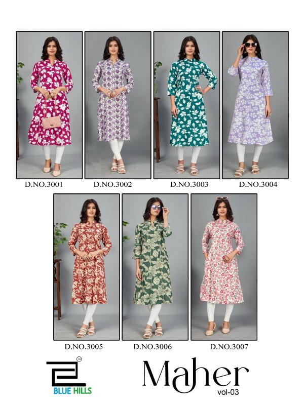 Blue Hills Maher vol 3 catalog wholesale kurti market in jaipur