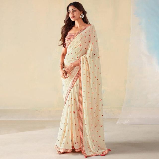 Dazira Bright Cheks Georgette Silk catalog india beautiful saree women